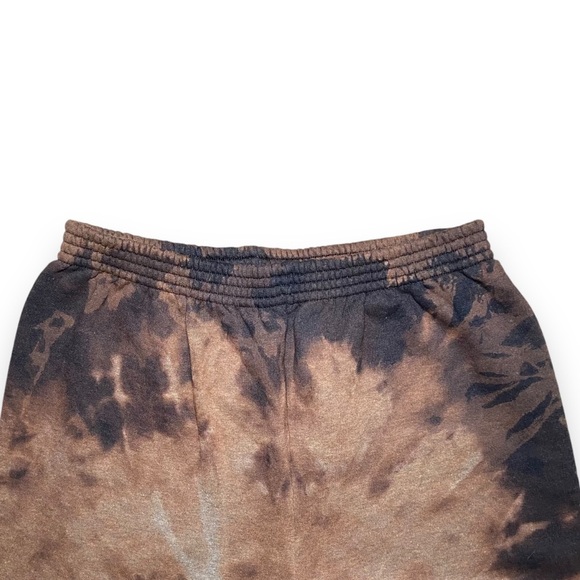 Hanes Ecosmart Black Brown Tie Dye Sweatpants Elastic Waist Neutral Hippie Boho - Picture 2 of 4